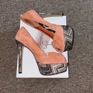 Jessica Simpson, Platform Heels, Coral, Size 8W